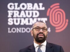 Home Secretary James Cleverly during the Global Fraud Summit at Lancaster House (Stefan Rousseau/PA)