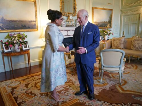 The King during an audience with Commonwealth Secretary General, Baroness Scotland at Buckingham Palace (Yui Mok/PA)