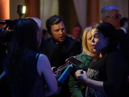 Sinn Fein Leader Mary Lou McDonald speaking to the media at the Ireland Funds 32nd National Gala, at the National Building Museum in Washington, DC (Niall Carson/PA)
