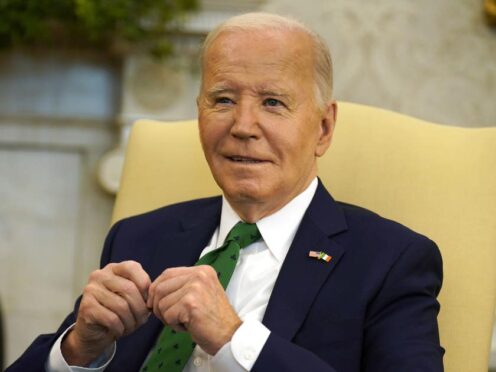 President Joe Biden at a bilateral meeting with Taoiseach Leo Varadkar in the Oval Office (Niall Carson/PA)