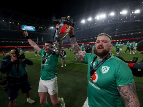 Ireland celebrate winning the Six Nations title (Liam McBurney/PA)