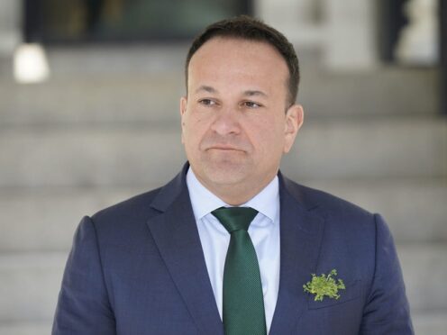 Taoiseach Leo Varadkar speaking to the media at Blair House in Washington DC, during his visit to the US for St Patrick’s Day (Niall Carson/PA)