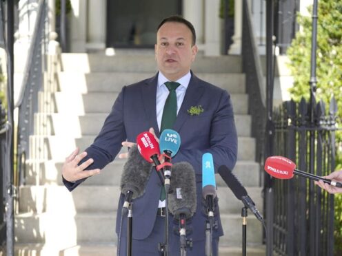 Taoiseach Leo Varadkar speaking to the media at Blair House in Washington DC, during his visit to the US for St Patrick’s Day (Niall Carson/PA)