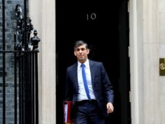 Prime Minister Rishi Sunak departs 10 Downing Street, London, to attend Prime Minister’s Questions at the Houses of Parliament (Stefan Rousseau/PA)