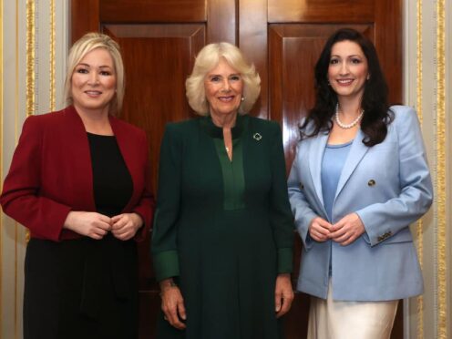 The Queen with First Minister Michelle O’Neill and deputy First Minister Emma Little-Pengelly (Liam McBurney/PA)
