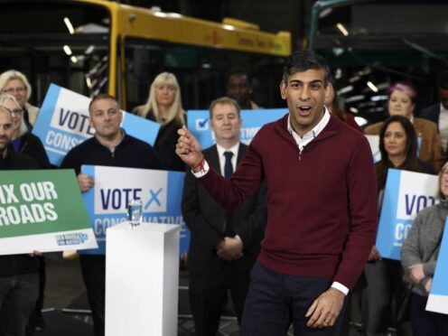 Prime Minister Rishi Sunak during a local elections campaign launch (Darren Staples/PA)