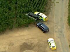 Video grab from Police helicopter footage of a stolen Land Rover which ploughed through a 6ft high maize field to try to evade officers (Norfolk Police/PA)
