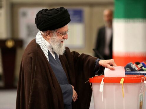 Supreme Leader Ayatollah Ali Khamenei casts his ballot during the Iranian elections (Office of the Iranian Supreme Leader via AP)