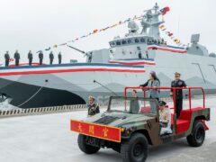 President Tsai Ing-wen inspected the two new navy ships (Taiwan Presidential Office via AP)