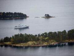 Swedish Navy minesweeper HMS Koster patrols in the Stockholm Archipelago (Marko Saavala/AP)