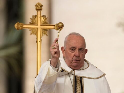 Pope Francis celebrates Easter Mass in St Peter’s Square at the Vatican (Andrew Medichini/AP)