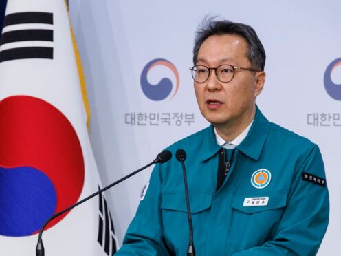 South Korean Vice health minister Park Min-soo speaks during a briefing at the government complex in Seoul (Hwang Gwang-moYonhap via AP)