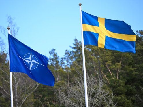 The Nato flag and Swedish flag (Fredrik Sandberg/TT News Agency via AP)