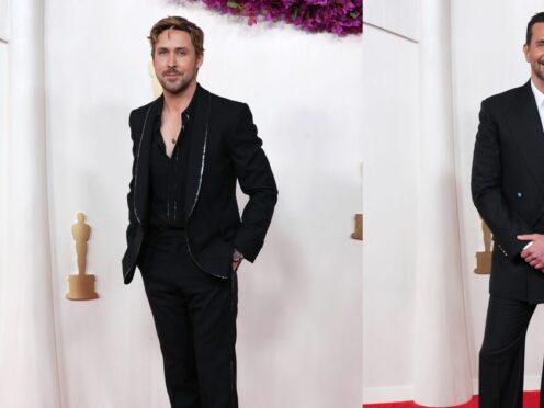 Ryan Gosling and Bradley Cooper made interesting fashion choices on the Oscars red carpet (Jordan Strauss/AP)
