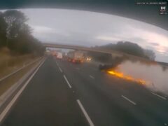 Video grab image from a dashcam in the cab of an HGV driver (Cambridgeshire Police/PA)