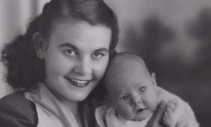 Jutta Scrimgeour and her first child, Marion.