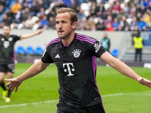 Harry Kane was substituted late on in Bayern Munich’s win at Darmstadt with an ankle issue, having scored earlier in the contest (Michael Probst/AP)