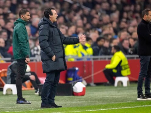 Unai Emery, left, was only thinking of Aston Villa’s game at Ajax (Peter Dejong/PA)