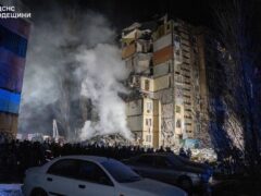 The apartment building in Odesa was destroyed in the Russian attack (Ukrainian Emergency Service Office/AP)