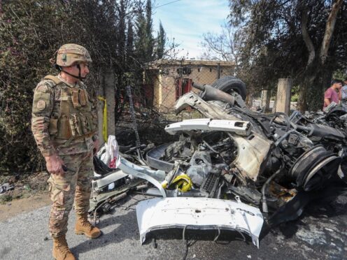 The Israeli drone strike hit a car in southern Lebanon near the coastal city of Tyre (AP)