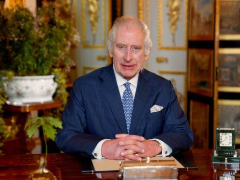 The King recording his Commonwealth Day address (Royal Household/PA)