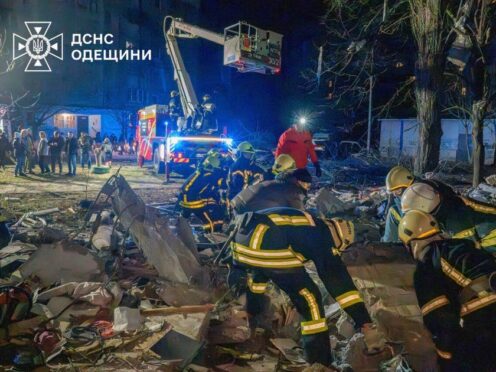 Three died in the attack (Ukrainian Emergency Service Office via AP)