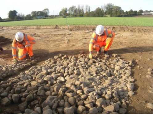 A 4,500-year-old burial has been found as part of the construction of a sewer for a new prison (Yorkshire Water/PA)