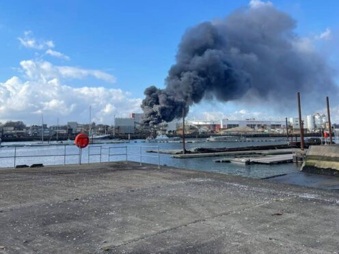 A fire near St Mary’s stadium, home of Southampton football club (Emily S/@esmith495/X/PA)