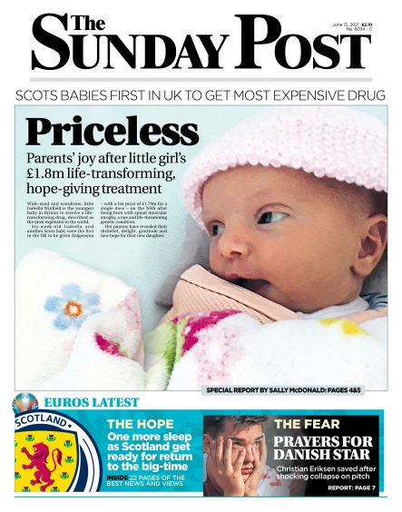 Isabella on The Sunday Post front page in 2021.