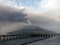 Mount Ruang volcano is seen during the eruption from Tagulandang island, (AP Photo/ Hendra Ambalao)