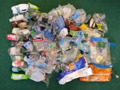 Plastic packaging waste collected as part of the big plastic count (Angela Christofilou/ Greenpeace/PA)