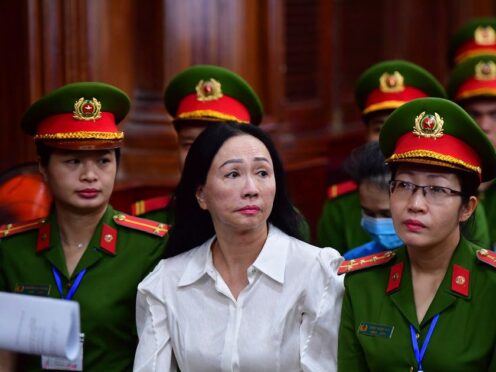 The arrest in October 2022 of Truong My Lan, front centre, was among the most high-profile in an ongoing anti-corruption drive in the country (Thanh Tung/VnExpress via AP)