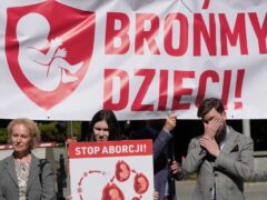 Anti-abortion activists hold a demonstration outside Parliament Czarek Sokolowski/AP)