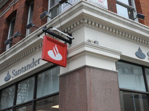 Santander UK has revealed a 29% drop in profits (Stefan Rousseau/PA)