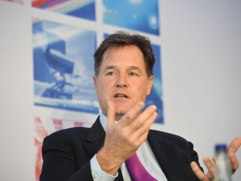 Sir Nick Clegg, president, global affairs speaks at Meta’s AI event in London (David Parry Media Assignments/PA)
