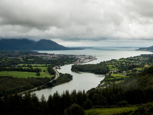 Narrow Water Point and Warrenpoint Port seen from from Flagstaff Viewpoint on the hills outside Newry where the Newry River flows out to Carlingford Lough, the UK and Republic of Ireland share a border through the lough (Liam McBurney/PA)