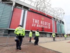 Police presence outside Manchester United’s Old Trafford stadium (PA)