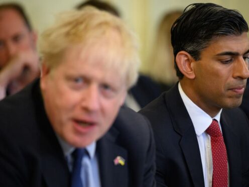 Rishi Sunak and then prime minister Boris Johnson at a cabinet meeting (Leon Neal/PA)