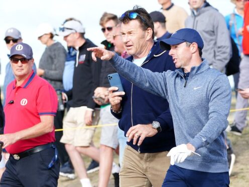 Sir Nick Faldo believes Rory McIlroy, right, has at least 10 more chances to win the Masters (Jane Barlow/PA)