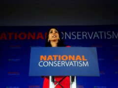 Suella Braverman had been due to address the National Conservatism conference in Brussels before it was shut down by police (Victoria Jones/PA)