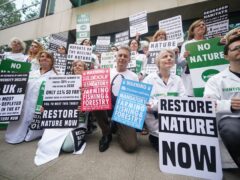 TV presenter and environmentalist Chris Packham with scientists protesting in central London in response to the State of Nature report last September (Yui Mok/PA)