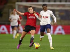 Jess Naz (right) will aim to fire Tottenham to Wembley with victory over Leicester in the Women’s FA Cup semi-finals on Sunday (Steven Paston/PA)