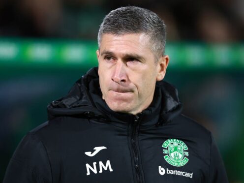 Hibernian head coach Nick Montgomery saw his side denied victory late on at Motherwell (Steve Welsh/PA)