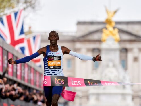 Kelvin Kiptum set a new course record when he won the London Marathon in 2023 (John Walton/PA)