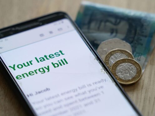 The average household on a standard variable tariff is expected to spend £127 on energy in April (PA)