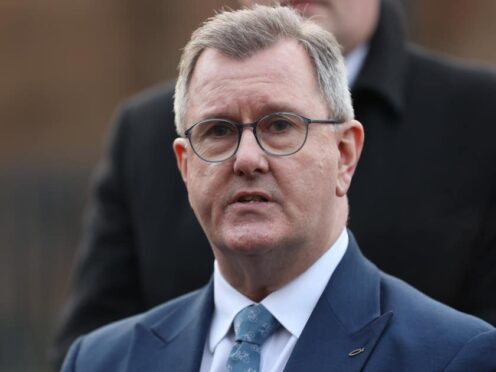 Sir Jeffrey Donaldson was arrested and charged in relation to historical sexual allegations at the end of March (Liam McBurney/PA)