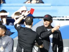Vincent Kompany showed his anger towards referee Darren England (Nigel French/PA)