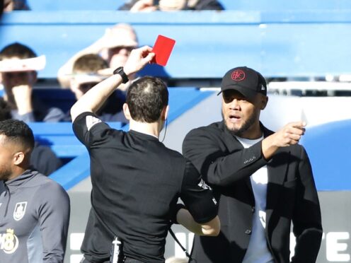 Vincent Kompany was sent off during Saturday’s 2-2 draw away to Chelsea (Nigel French/PA)