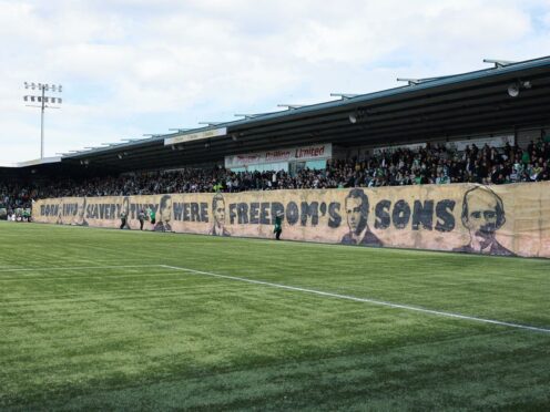 Celtic fans unveiled a banner at Livingston on Sunday (Steve Welsh/PA)