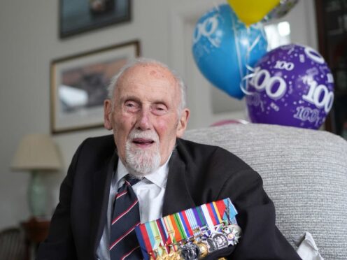 D-Day veteran John Roberts celebrates his 100th birthday in Whitstable, Kent (Gareth Fuller/PA)